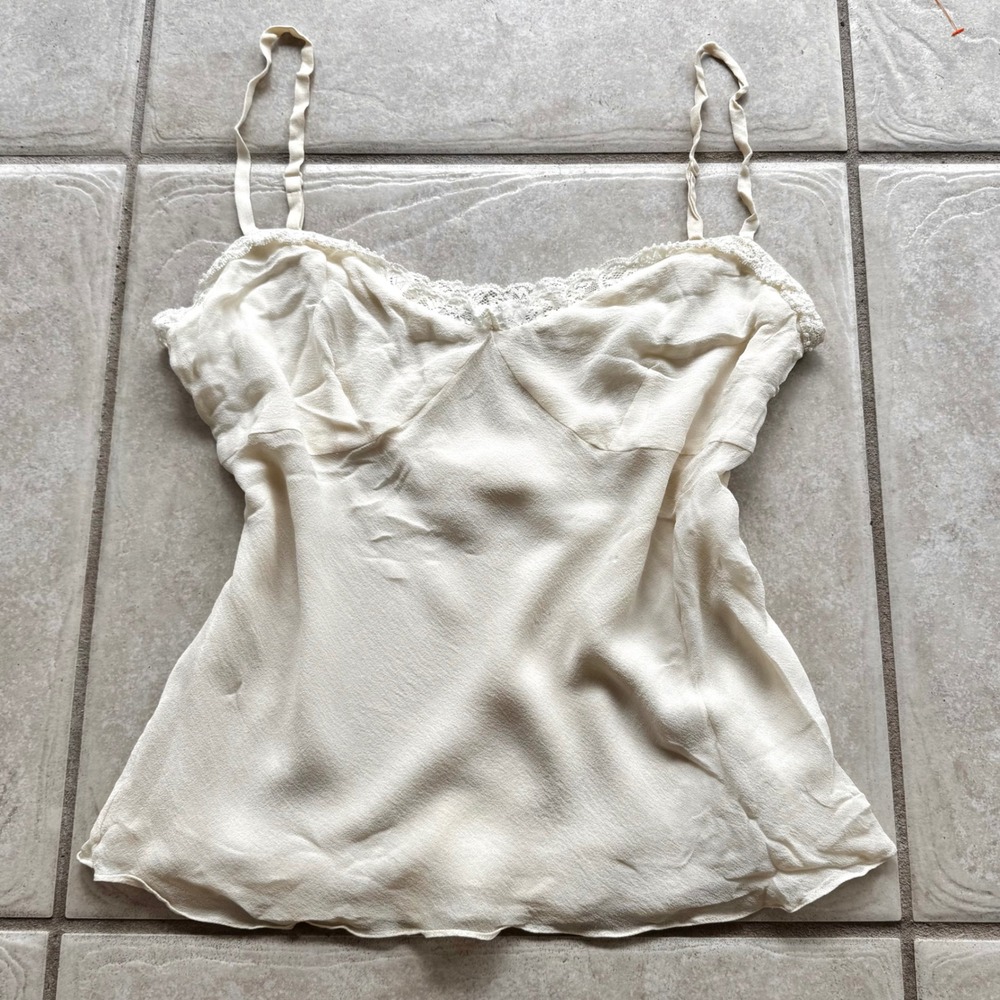 Vintage white/cream Garfield & Marks Lace Trim Silk Cami Top Size Medium
